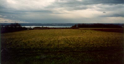 View of farm field and Cayuga Lake from the approximate site of the Woodworth home