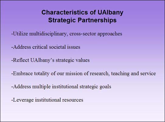 Characteristics of UAlbany Strategic Partnerships