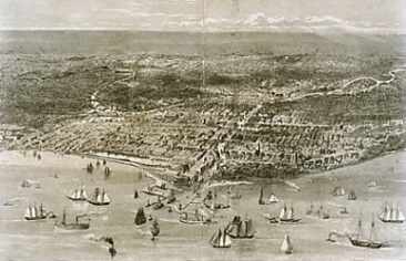 Chicago in 1871, before the Great Fire. From the galleries of the Great Chicago Web site, originally from Harper's Weekly, 1871.