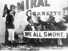 A single frame from an 1897 Admiral Cigarette moving pictures commercial.