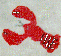 Lobster on hooked rug, from Sandra Shaw's Web site.