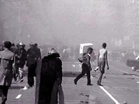 Riots of the 1960s. Frame from 'Soldiers Without Swords: The Black Press.'