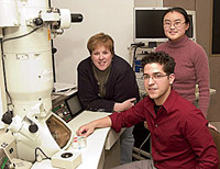 Left to right: Assistant Professor of Nanoscale Science and Engineering Kathleen Dunn, Jonathan Rullan, and and graduate student Susan Huang, who also does research at CNSE.