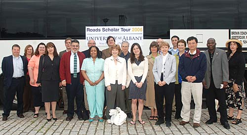 UAlbany Participants in the "Roads Scholar Tour" upon departure from the Unviersity