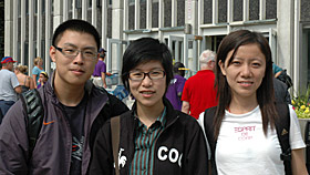 From left, freshmen Bowen Liu, Yenan Gu, and Shiwen Zhang, of China.
