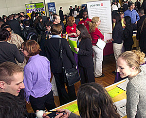 The recent Job and Internship Expo held in the Campus Center Ballrooom gave University at Albany students a chance to put their best foot forward in seeking internships and job opportunities upon graduation.