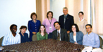 Standing from left to right: Julia Fillipone, executive director of the University Auxiliary Services; Dixie Botts and Chris Ranc of Barnes & Noble College Bookstores; and Kim Gregory of University Advancement. Seated: Leah McLawrence; Carol Bullard, assistant vice president for Corporate & Foundation Relations; Megan Carr; Jen Chow, Regional Manager for Barnes & Noble College Bookstores; Kristen Bianchino; and Matthew Haller.