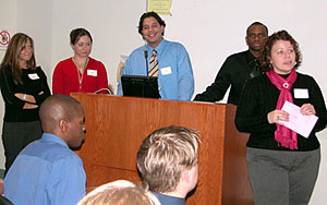 From left to right: Gina Prinzo, Jennifer Salvaggio, Miguel Abreu, Orin Thompson, and Aileen Behringer.