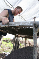 Archeology student working at the field school