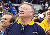 Peter Bulger looks to the scoreboard during UAlbany's homecoming football game