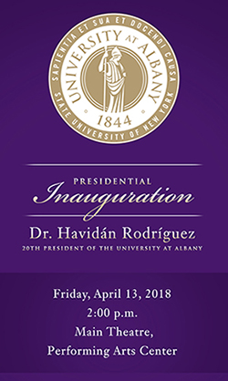 The Inaugural Invitiation for Havidán Rodríguez at UAlbany