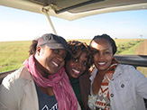 DeeDee Bennett pictured with friends at Masai Mara National Reserve in Kenya.