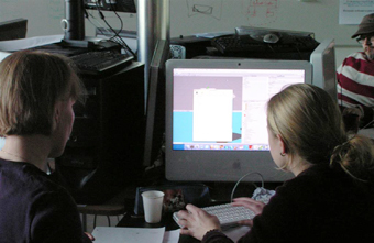 Student creating a game on the computer  