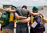 Students work together to aid acting victim during NY Hope Disaster Response Excercise.