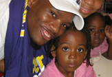 UAlbany student Tarick Jackson helped out  in an elementary school. 