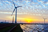Photo of solar and wind renewable generation.
