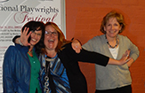 Sheila Curran Bernard with playwrights Shari Frost and Charlene A. Donaghy, at the Warner International Playwrights Festival, Torrington, Ct.