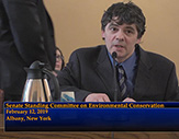 Screenshot of Mathias Vuille testifying at the Senate Standing Committee on Environment Conservation’s public hearing on Tuesday.