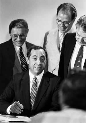 Gov. Mario Cuomo signs the Writers Institute Into Existence