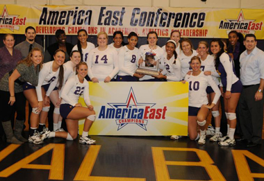 UAlbany volleyball team celebrates its sixth championship in the last eight years