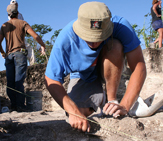 UAlbany student digs at the San Estevan Project site in Northern Belize