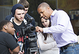 UAlbany's Paul Miller on location with Catskill High School students 