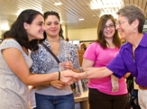 UAlbany students congratulated by Dean of Undergraduate Studies Sue Faerman