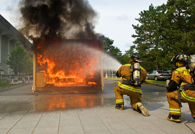Fire prevention drill on the UAlbany main campus