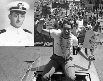 Harvey Milk at a rally and in the Navy