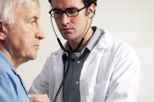 Heart patient is examined by a doctor