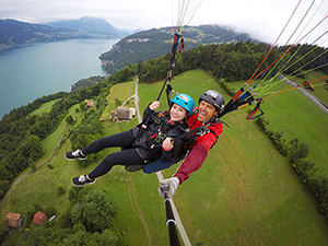 UAlbany student skydiving in Switzerland