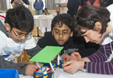 Students with Lego model