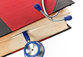 Stethoscope in medical book