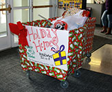 cart filled with donated gifts 