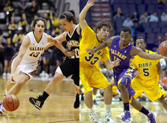 UAlbany's Lindsey Lowrie and Mike Black in action
