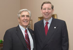 Click for larger image; Senate Majority Leader Joseph Bruno and Kermit Hall