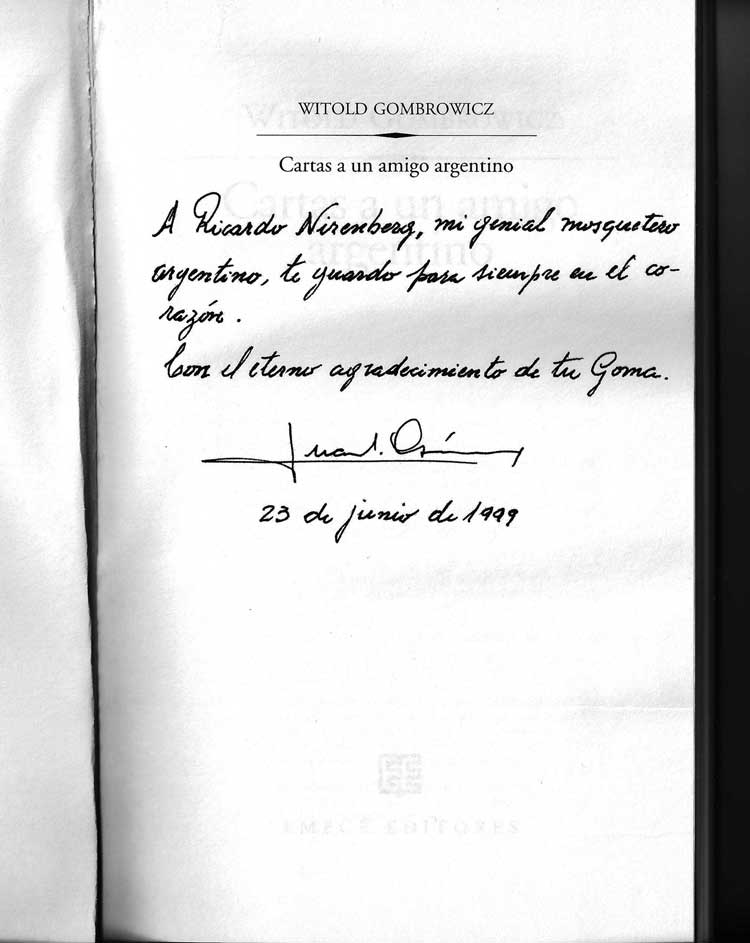 Gomez dedication of his book to R. Nirenberg