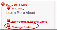 Manage Links red dot