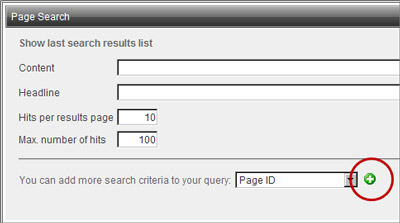 Page search by page id button