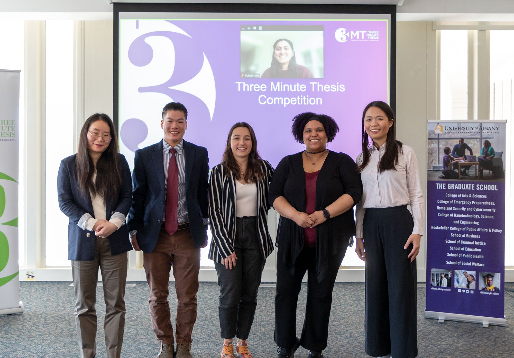The finalists of the 3-Minute Thesis competition at UAlbany.