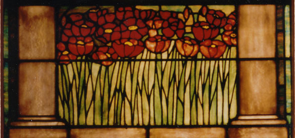 A stained-glass representation of Flanders Field