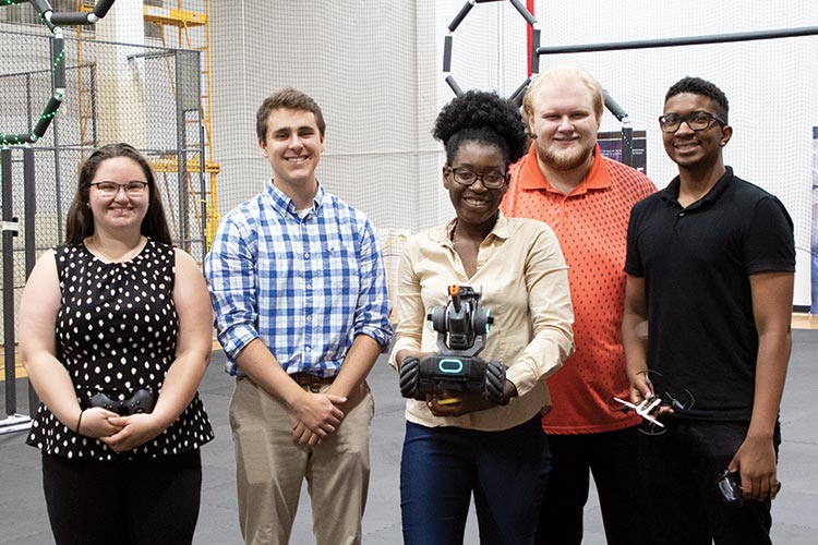 Students work on skills at UAlbany drone lab.
