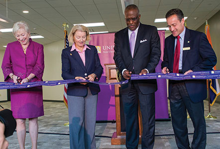 Zimpher, Haile, Jones and Lopez cut ceremonial ribbon at grand opening of new state-of-the-art data center