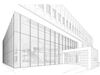 Line rendering at the northeast entrance of the New Business Building