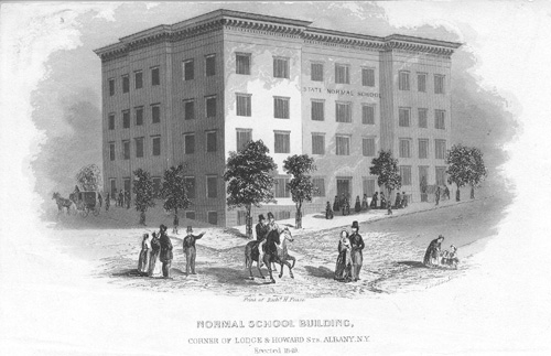 Second home of the Albany Normal School, built in 1849, and in use during the Civil War.  Courtesy of SUNY Albany Archives