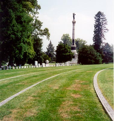 New York State Soldiers Monument at the Gettysburg National Cemetery, from the New York graves