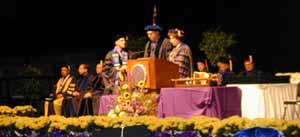 President Hitchcock Delivering Her Graduate Commencement Speech