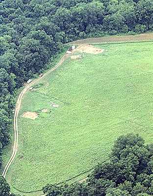 Aerial view of Occaneechi dig.