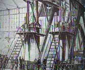 Symbol of the Philadelphia Centennial of 1876: the Corliss engine.