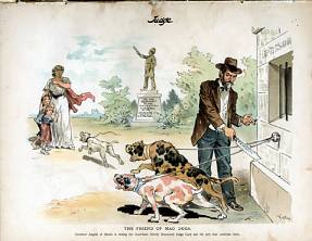 Cartoon reacting to the 1893 pardon by Governor John Peter Altgeld.
